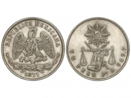 MÉXICO. 1 Peso. 1871. SAN LUIS de POTOSÍ. O. 27,12 grs. AR. 