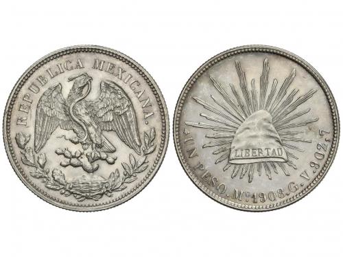 MÉXICO. 1 Peso. 1908. MÉXICO. G.V. 27,01 grs. AR. KM-409.2. 