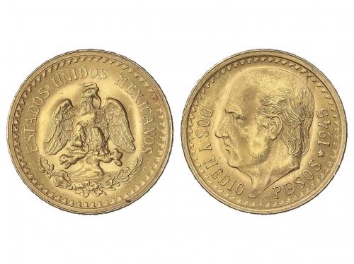 MÉXICO. 2-1/2 Pesos. 1945. 2,05 grs. AU. Hidalgo. Reacuñació
