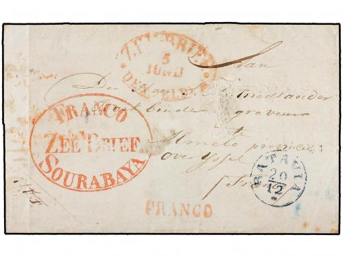 ✉ INDIA HOLANDESA. 1843. SOURABAYA to HOLLAND. Folded lette