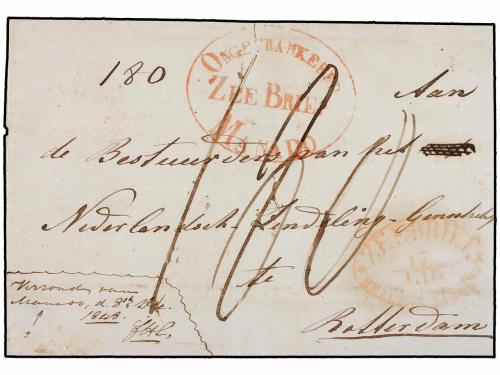 ✉ INDIA HOLANDESA. 1848. MANADO to HOLLAND. Oval ONGEFRANKEE