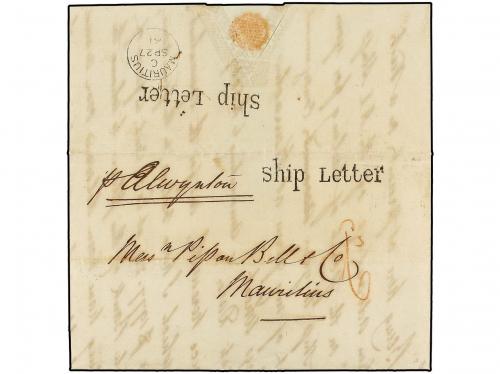 ✉ MAURICIO. 1861. BOMBAY to MAURITIUS. Entire letter rated
