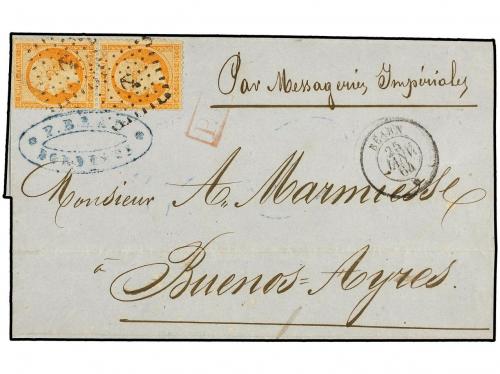 ✉ ARGENTINA. Yv. 23 (2). 1864. MARSEILLE a BUENOS AIRES. 40