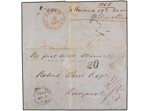 ✉ CUBA. 1858. HABANA a LIVERPOLL. Carta completa, manuscrit