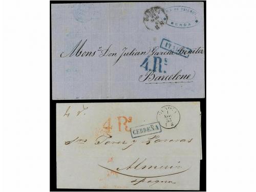 ✉ ESPAÑA: PREFILATELIA. 1855-67. DOS cartas circuladas de GÉ