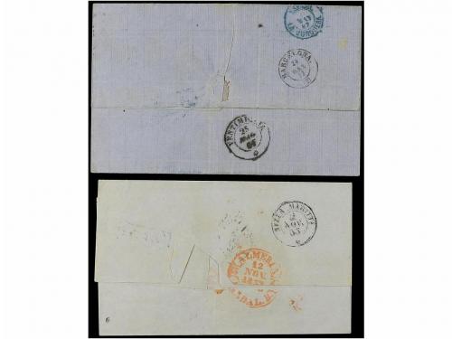 ✉ ESPAÑA: PREFILATELIA. 1855-67. DOS cartas circuladas de GÉ