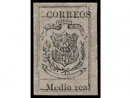 (*) REPUBLICA DOMINICANA. Sc. 13. 1867-71. 1/2 real negro s.