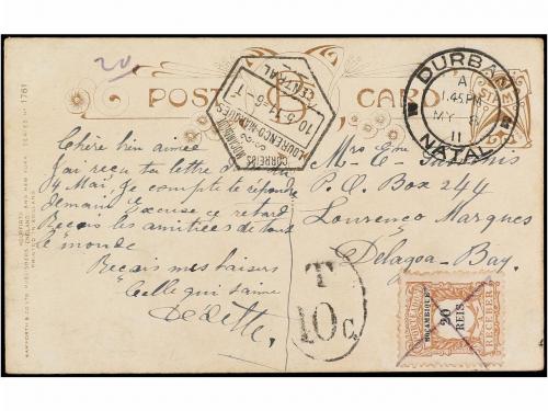 ✉ MOZAMBIQUE. 1911. Tarjeta Postal circulada desde DURBAN (N