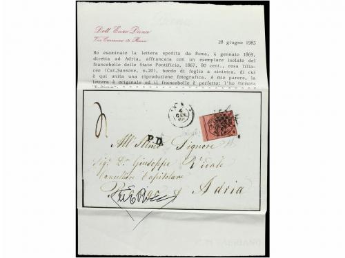 ✉ ITALIA ANTIGUOS ESTADOS: ESTADOS PONTIFICIOS. Sa. 20. 1867