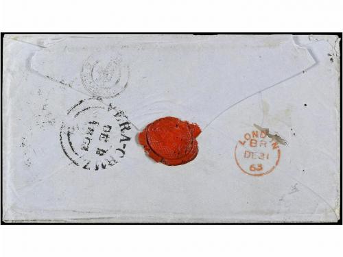 ✉ MEXICO. Sc. 10. 1863. MÉXICO a FRANCIA. 4 reales rojo s. a