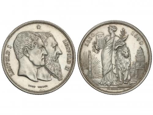 BÉLGICA. 5 Francs. 1880. LEOPOLD I y II. 24,95 grs. AR. 50 a