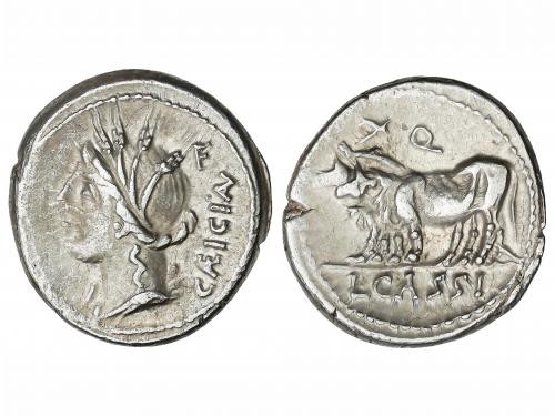 REPÚBLICA ROMANA. Denario. 102 a.C. CASSIA. L. Cassius Caeci