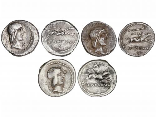 REPÚBLICA ROMANA. Lote 3 monedas Denario. 90-89 a.C. CALPURN