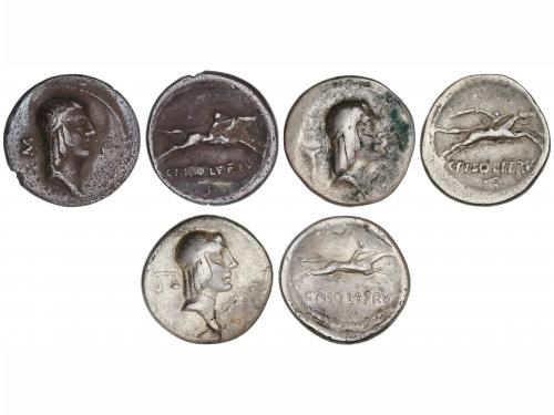 REPÚBLICA ROMANA. Lote 3 monedas denario. 64 a.C. CALPURNIA.