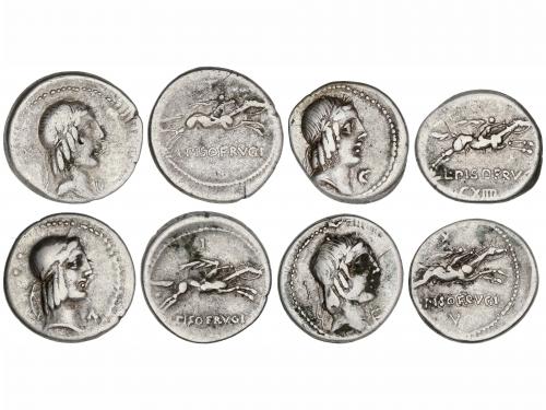 REPÚBLICA ROMANA. Lote 4 monedas Denario. 90-89 a.C. CALPURN