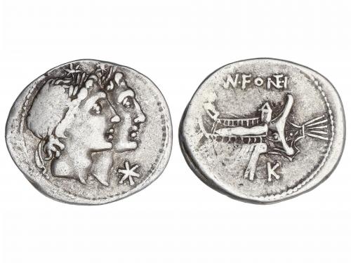 REPÚBLICA ROMANA. Denario. 114-113 a.C. FONTEIA. Mn. Fonteiu