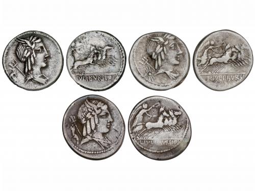 REPÚBLICA ROMANA. Lote 3 monedas Denario. 85 a.C. JULIA. L. 