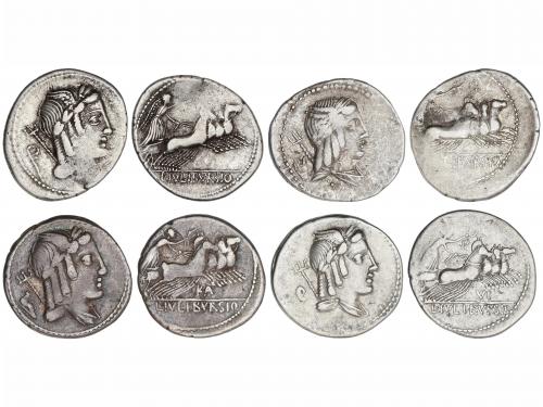 REPÚBLICA ROMANA. Lote 4 monedas Denario. 85 a.C. JULIA. L. 