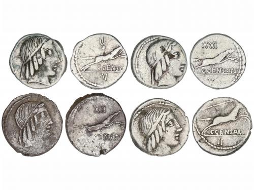 REPÚBLICA ROMANA. Lote 4 monedas Denario. 88 a.C. MARCIA. Ca