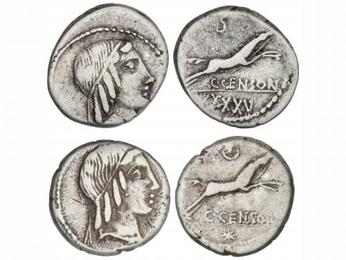 REPÚBLICA ROMANA. Lote 2 monedas Denario. 88 a.C. MARCIA. Ca