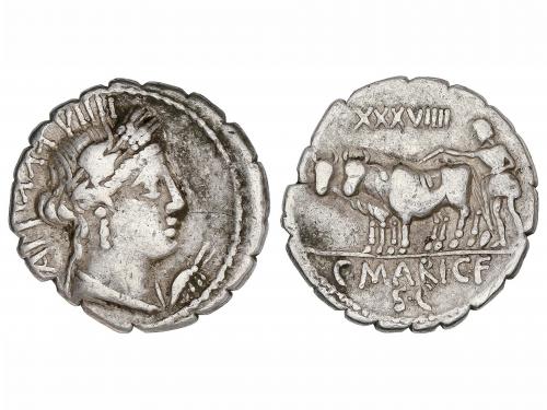 REPÚBLICA ROMANA. Denario. 81 a.C. MARIA. C. Marius C.f. Cap