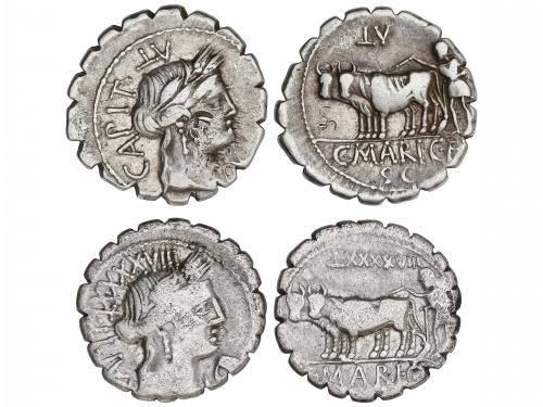 REPÚBLICA ROMANA. Lote 2 monedas Denario. 81 a.C. MARIA. C. 