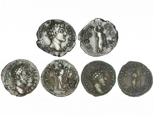 IMPERIO ROMANO. Lote 3 monedas Denario. Acuñadas el 161-180 