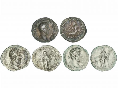 IMPERIO ROMANO. Lote 3 monedas Denario. Acuñadas el 156-175 