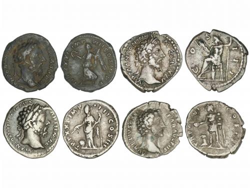 IMPERIO ROMANO. Lote 4 monedas Denario. Acuñadas el 161-180 