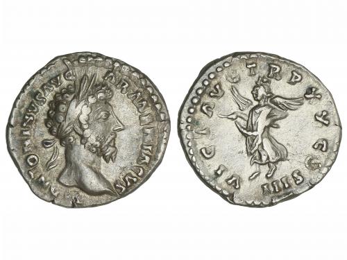 IMPERIO ROMANO. Denario. Acuñada el 165-166 d.C. MARCO AUREL