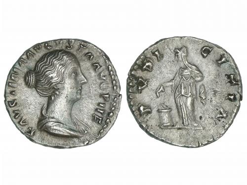 IMPERIO ROMANO. Denario. Acuñada el 152-156 d.C. FAUSTINA HI