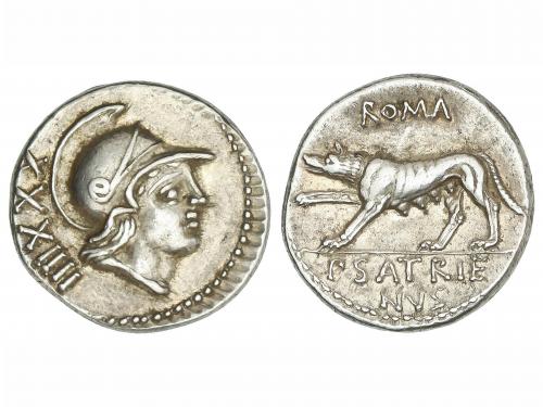 REPÚBLICA ROMANA. Denario. 77 a.C. SATRIENA. P. Satrienus. A
