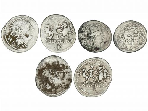 REPÚBLICA ROMANA. Lote 3 monedas Denario. PLAETORIA y SERVIL