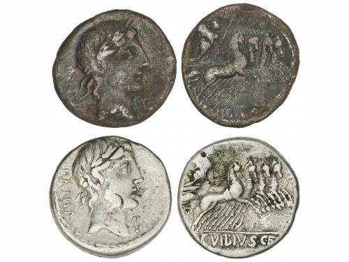 REPÚBLICA ROMANA. Lote 2 monedas Denario. 90 a.C. VIBIA. C. 
