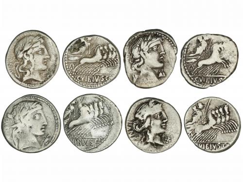 REPÚBLICA ROMANA. Lote 4 monedas Denario. 90 a.C. VIBIA. C. 
