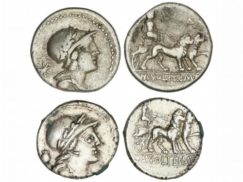 REPÚBLICA ROMANA. Lote 2 monedas Denario. 78 a.C. VOLTEIA. M