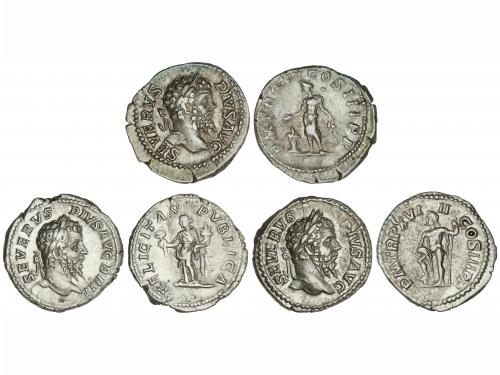 IMPERIO ROMANO. Lote 3 monedas Denario. SEPTIMIO SEVERO. AR.