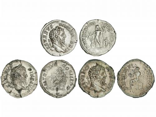 IMPERIO ROMANO. Lote 3 monedas Denario. SEPTIMIO SEVERO. AR.