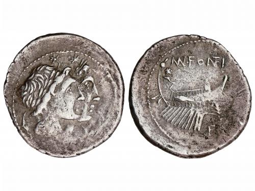REPÚBLICA ROMANA. Denario. 114-113 a.C. FONTEIA. Mn. Fonteiu