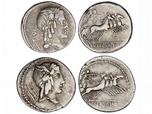 REPÚBLICA ROMANA. Lote 2 monedas Denario. 85 a.C. JULIA. L. 