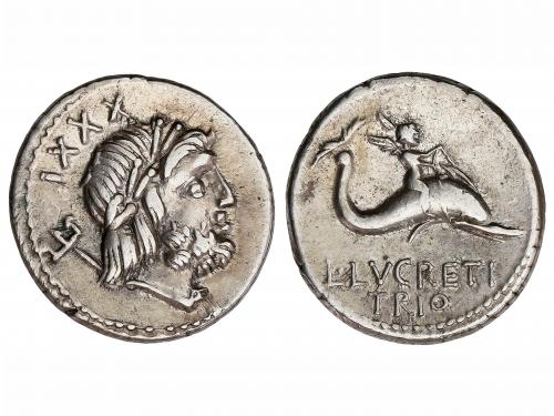 REPÚBLICA ROMANA. Denario. 76 a.C. LUCRETIA. L. Lucretius Tr