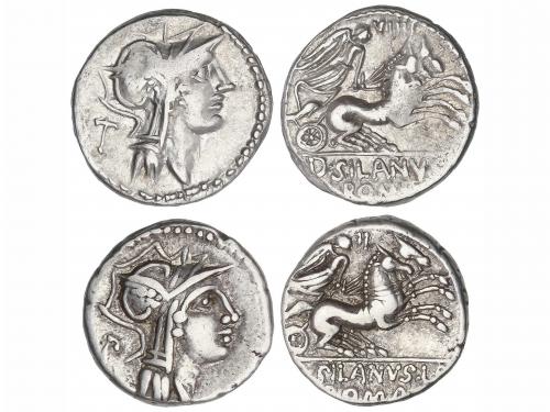 REPÚBLICA ROMANA. Lote 2 monedas Denario. 91 a.C. JUNIA. D. 