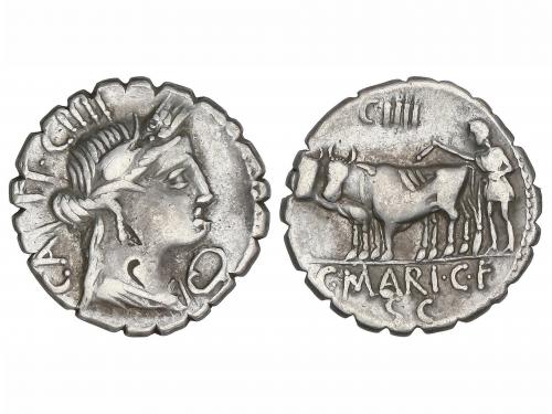 REPÚBLICA ROMANA. Denario. 81 a.C. MARIA. C. Marius C.f. Cap