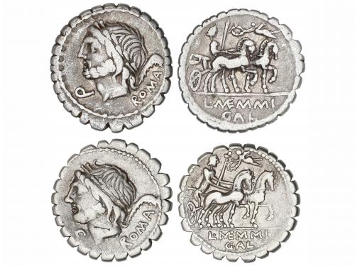 REPÚBLICA ROMANA. Lote 2 monedas Denario. 106 a.C. MEMMIA. L