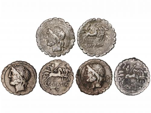REPÚBLICA ROMANA. Lote 3 monedas denario. 106 a.C. CORNELIA.