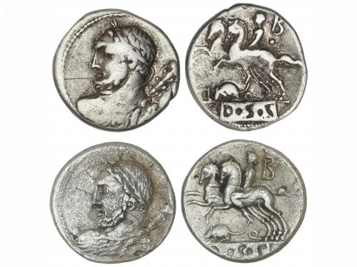 REPÚBLICA ROMANA. Lote 2 monedas Denario. 112-111 a.C. QUINC
