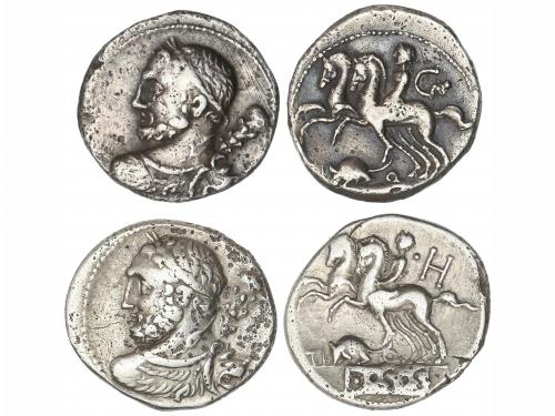 REPÚBLICA ROMANA. Lote 2 monedas Denario. 112-111 a.C. QUINC