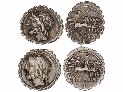 REPÚBLICA ROMANA. Lote 2 monedas Denario. 106 a.C. CORNELIA.