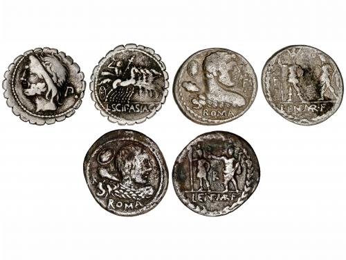REPÚBLICA ROMANA. Lote 3 monedas Denario. 100 y 106 a.C. COR