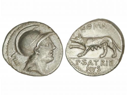 REPÚBLICA ROMANA. Denario. 77 a.C. SATRIENA. P. Satrienus. A